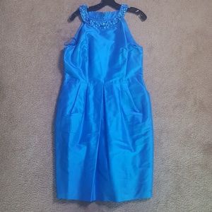 Jones NY 100% silk with beaded neckline dress